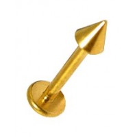 Gold Anodized Lip / Labret Bar Stud Ring w/ Spike