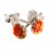 Ohrring 925 Silber Logo Blume Rot / Gelb