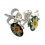 Ohrringe 925 Silber Logo Blume Gelb / Blau