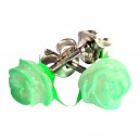 925 Sterling Silver Earrings Ear Pair Studs w/ Biocompatible Silicone Light Green Rose