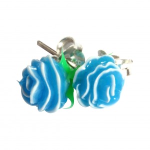Ohrringe 925 Sterling Silber Biokompatiblen Silikon Rosa Blau