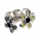 Olive Green/Black Casting Flower 925 Sterling Silver Earrings Ear Pair Studs