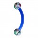Red/Green/Blue Vortex Bioflex/Bioplast Eyebrow Curved Bar Ring with Blue Bar