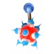 Red/White/Blue Chantilly Spikes Biocompatible Silicone Belly Bar Navel Button Ring