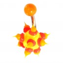 Yellow/Red/Orange Chantilly Spikes Biocompatible Silicone Belly Bar Navel Button Ring
