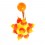 Yellow/Red/Orange Chantilly Spikes Silicone Belly Bar Navel Button Ring
