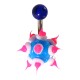 Blue/White/Pink Chantilly Spikes Biocompatible Silicone Belly Bar Navel Button Ring