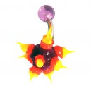 Purple/Orange/Yellow Chantilly Spikes Biocompatible Silicone Belly Bar Navel Button Ring