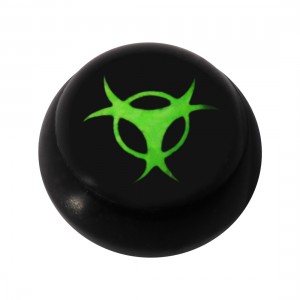 Boule pour Piercing Langue / Nombril Acrylique Noire Logo UV Biohazard