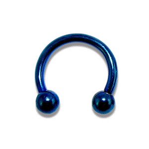 Blue Anodized Circular Barbell w/ Balls
