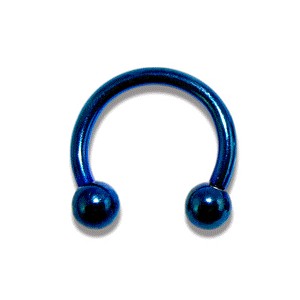 Hufeisen-Piercing Eloxiert Blau Kugeln