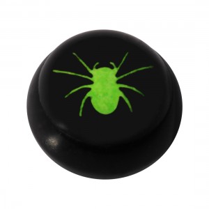 Kugel f&uuml;r Zungen- / Bauchnabelpiercing Acryl Schwarz Logo UV Spinne