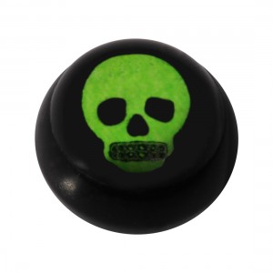 Kugel f&uuml;r Zungen- / Bauchnabelpiercing Acryl Schwarz Logo UV Gro&szlig;en Sch&auml;del