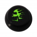 Acrylic UV Black Ball for Tongue/Navel Piercing with Flames Skull Logo 2