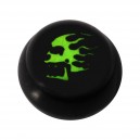 Kugel für Zungen- / Bauchnabelpiercing Acryl Schwarz Logo UV Schädel Flammen 2