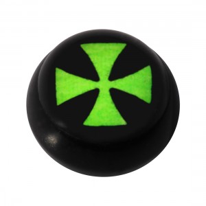 Kugel f&uuml;r Zungen- / Bauchnabelpiercing Acryl Schwarz Logo UV Templer