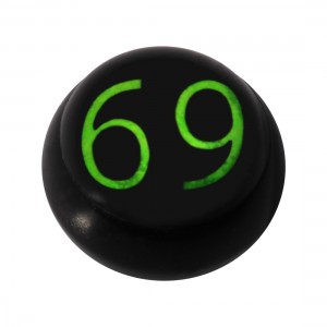 Boule pour Piercing Langue / Nombril Acrylique Noire Logo UV 69