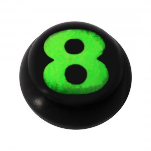 Kugel f&uuml;r Zungen- / Bauchnabelpiercing Acryl Schwarz Logo UV Pool 8