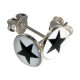 Boucles d'Oreilles Argent Massif 925 Logo Etoile Noir / Blanc