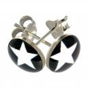 Ohrringe 925 Sterlingsilber Logo Stern Wei&szlig; / Schwarz
