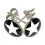Boucles d'Oreille Argent Massif 925 Logo Etoile Blanc / Noir