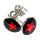 Boucles d'Oreille Argent Massif 925 Logo Etoile Rouge / Noir