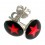 Ohrringe 925 Sterlingsilber Logo Stern Rot / Schwarz