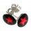 Red/Black Star Logo 925 Sterling Silver Earrings Ear Pair Studs