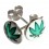 Boucles d'Oreille Argent Massif 925 Logo Cannabis Vert / Blanc