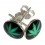 Boucles d'Oreille Argent Massif 925 Logo Cannabis Vert / Noir