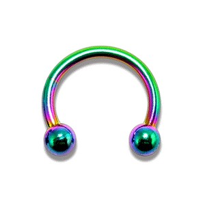 Rainbow Anodized Circular Barbell w/ Balls