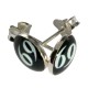 Boucles d'Oreille Argent Massif 925 Logo 69 Blanc / Noir