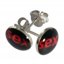 Ohrringe 925 Sterlingsilber Logo Sex Rot / Schwarz