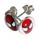 Ohrringe 925 Sterlingsilber Logo Spiderman Rot / Wei&szlig;