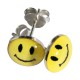 Boucles d'Oreilles Argent Massif 925 Logo Smiley Jaune