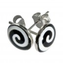 Ohrringe 925 Sterlingsilber Logo Spirale Schwarz & Wei&szlig;