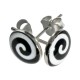 Black/White Spiral Logo 925 Sterling Silver Earrings Ear Pair Studs