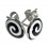 Ohrring 925 Sterlingsilber Logo Spirale Schwarz & Weiß