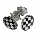 Ohrringe 925 Sterlingsilber Logo Schachbrett Schwarz & Wei&szlig;