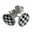 Black/White Checkerboard Logo 925 Sterling Silver Earrings Ear Pair Studs