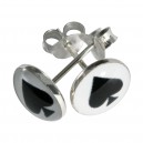 Ohrringe 925 Sterlingsilber Logo Pik Spade Schwarz & Wei&szlig;