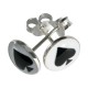Black/White Spade Logo 925 Sterling Silver Earrings Ear Pair Studs