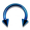 Blue Anodized Circular Barbell w/ Spikes