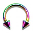 Rainbow Anodized Circular Barbell w/ Spikes