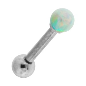 316L Surgical Steel Tragus/Helix Bar Jewel with White Ball Opal