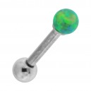 316L Surgical Steel Tragus/Helix Bar Jewel with Green Ball Opal