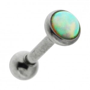 Helix- / Tragus-Schmuck Piercing Chirurgenstahl 316L Opal Flach Wei&szlig;