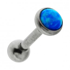 Helix- / Tragus-Schmuck Piercing Chirurgenstahl 316L Opal Flach Blau