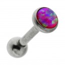 316L Surgical Steel Tragus/Helix Bar Jewel with Red Flat Opal