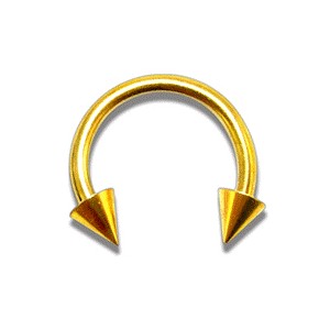 Gold Anodized Circular Barbell w/ Spikes